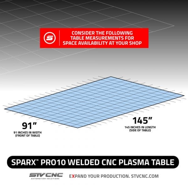 pro10 cnc plasma table dimensions