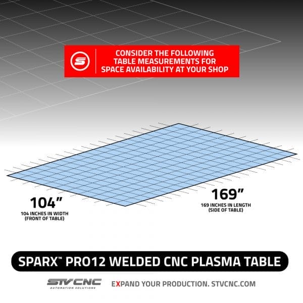 pro12 cnc plasma table dimensions
