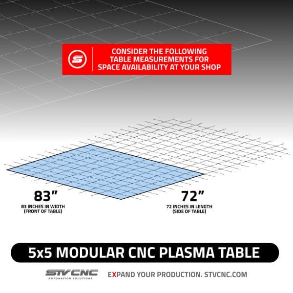 5x5 cnc plasma table dimensions