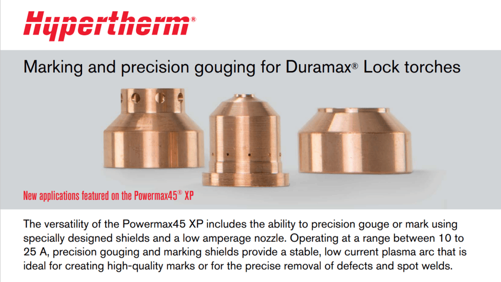 Hypertherm-consumables-marking-consumables-420415-420542-scoring-nozzle-shield-light-marking-heavy-marking-steel-aluminum-stainless-steel-dimpling-light-score-heavy-score-
