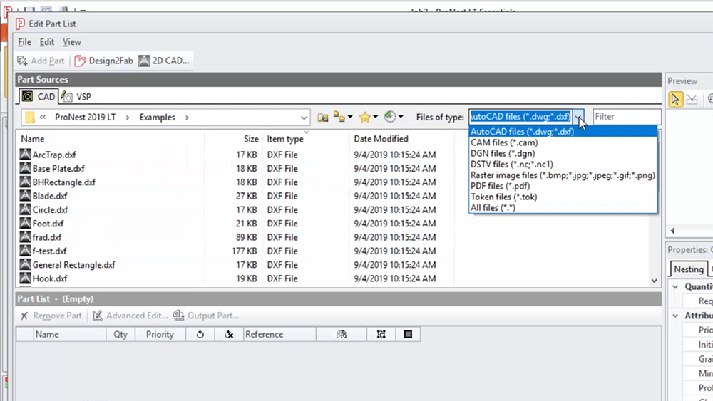Hypertherm ProNest2021 LT Acceptable File Formats
