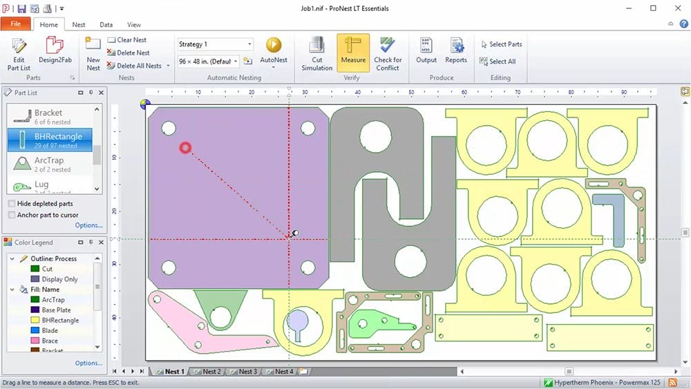 Hypertherm ProNest2021 LT Integrated point to point Ruler