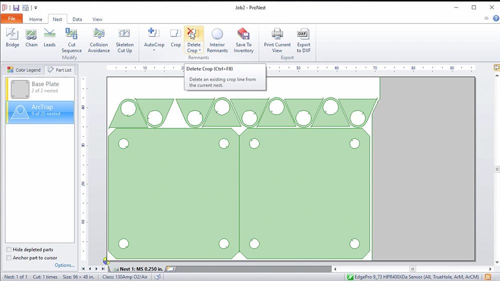 Hypertherm ProNest2021 LT Crop/AutoCrop with Contour Cropping